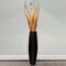 Brown Decorative Contemporary Mango Wood Ribbed Design Round Vase